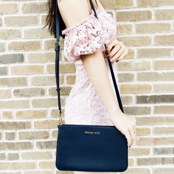 Michael Kors Handbags - Michael Kors Crossbody Navy blue pebbled leather